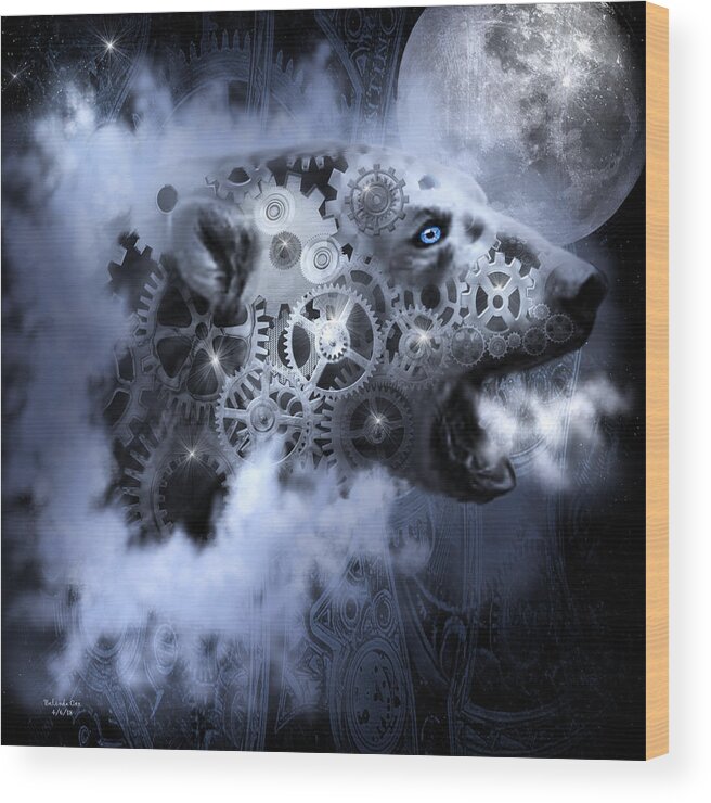 Digital Art Wood Print featuring the digital art Steampunk Polar Bear by Artful Oasis