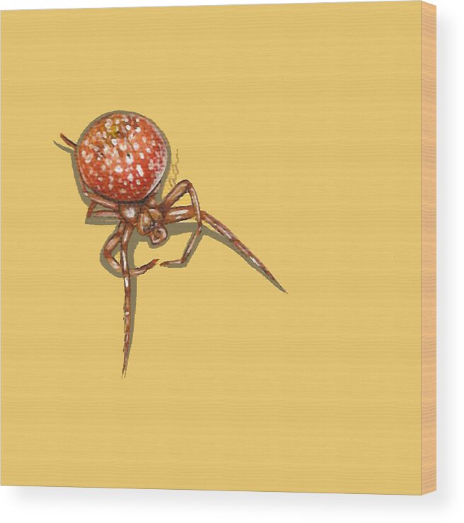 Bugs Wood Print featuring the painting Strawberry Spider by Jude Labuszewski