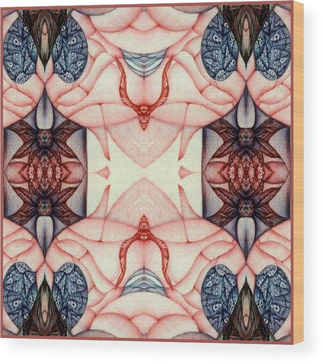 Digitally Altered Ballpoint Drawings Wood Print featuring the digital art From One Many The Slow Motion Falling Group #13 by Jack Dillhunt