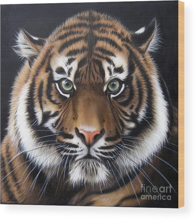 Sandi Baker Wood Print featuring the painting Sumatran 2 by Sandi Baker