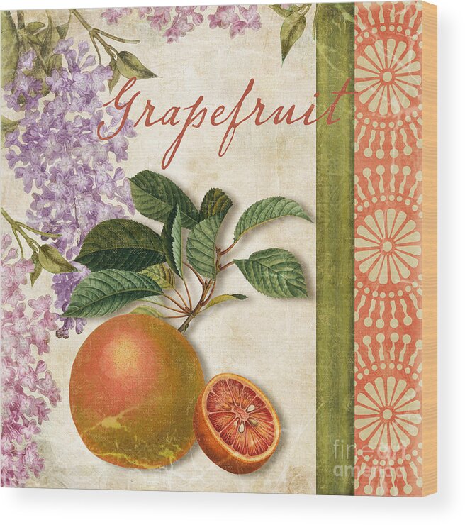 Citrus Wood Print featuring the painting Summer Citrus Grapefruit by Mindy Sommers