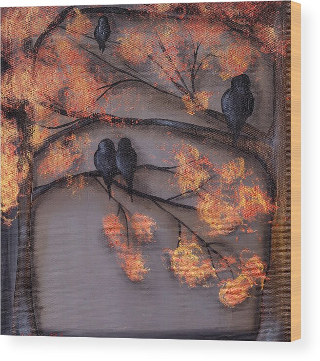 Birds Wood Print featuring the painting Summer Evenings by Abril Andrade