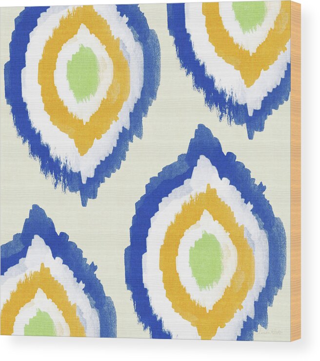 Blue Wood Print featuring the painting Summer Ikat- Art by Linda Woods by Linda Woods