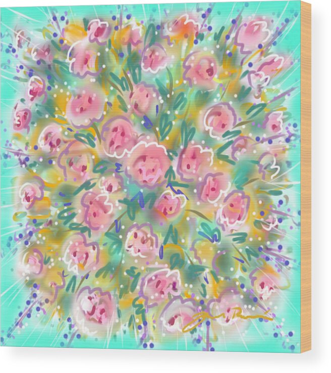 Flowers Wood Print featuring the painting Summer Scarf by Jean Pacheco Ravinski