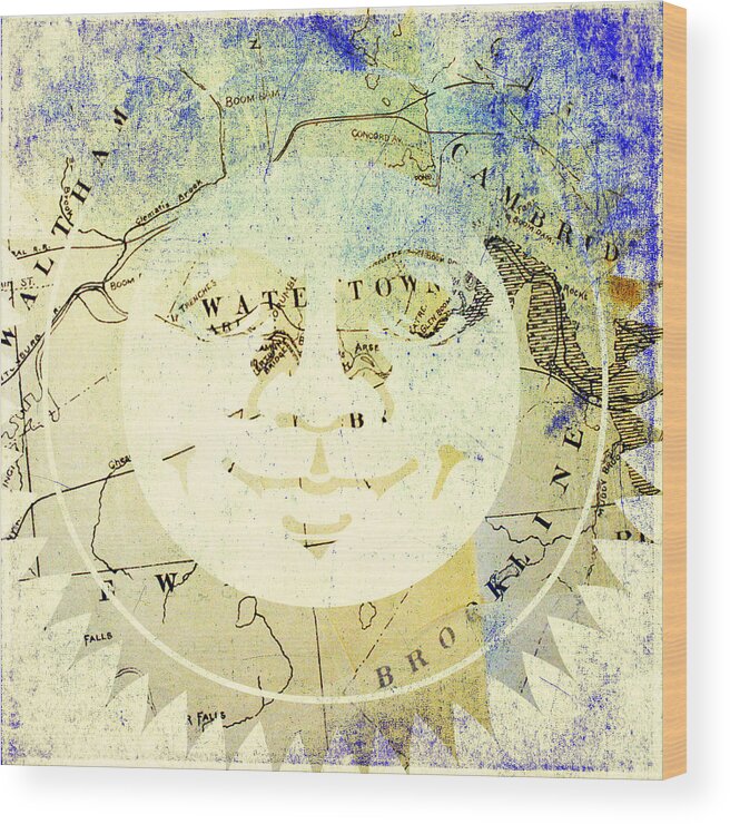 Brandi Fitzgerald Wood Print featuring the digital art Sun in Watertown Mass by Brandi Fitzgerald