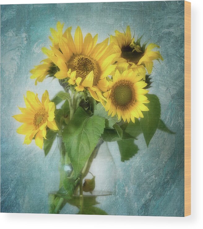 Sunflowers Wood Print featuring the photograph Sun Inside by Philippe Sainte-Laudy