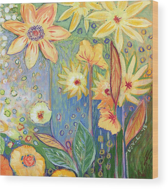 Sunflower Wood Print featuring the painting Sunflower Tropics Part 3 by Jennifer Lommers