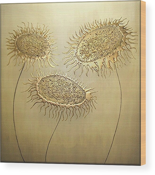 Golden Sunflowers Wood Print featuring the painting Sunflowers by Amanda Dagg