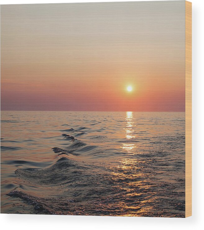 Sunset Wood Print featuring the photograph Sunset on Lake Michigan by Melanie Alexandra Price