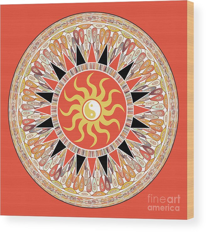 Mandala Wood Print featuring the digital art Sunshine mandala by Gaspar Avila