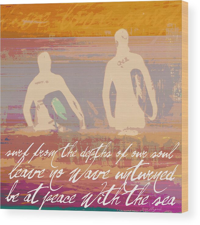 Brandi Fitzgerald Wood Print featuring the digital art Surf from the Depths of our Soul by Brandi Fitzgerald