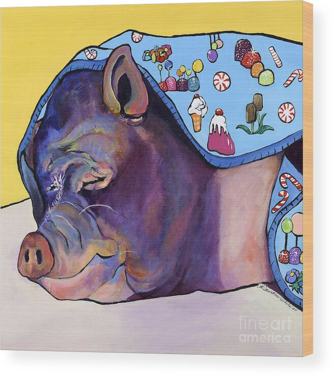 Farm Animal Wood Print featuring the painting Sweet Dreams by Pat Saunders-White
