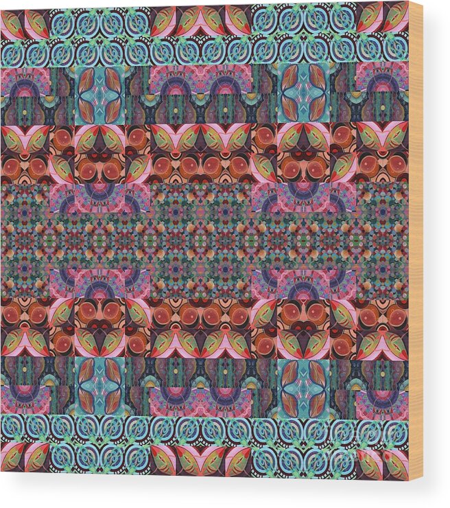 Organic Abstraction Wood Print featuring the mixed media T J O D Mandala Series Puzzle 7 Arrangement 3 Multiplied by Helena Tiainen