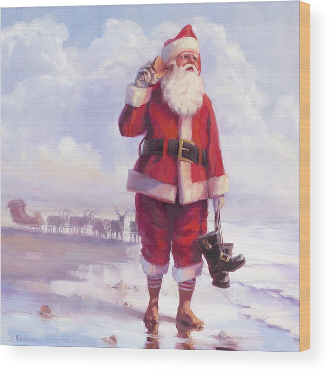 Christmas Wood Print featuring the painting Taking a Break by Steve Henderson