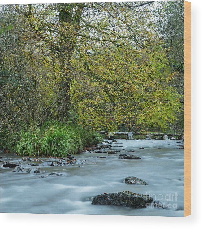 Tarr Steps Wood Print featuring the photograph Tarr Steps Clapper Bridge by Andy Myatt