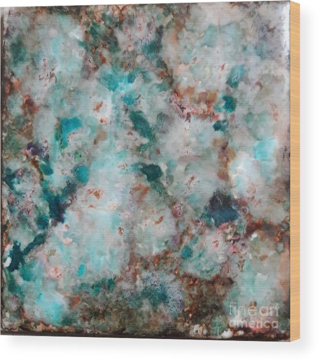 Alcohol Wood Print featuring the painting Teal Chips by Terri Mills