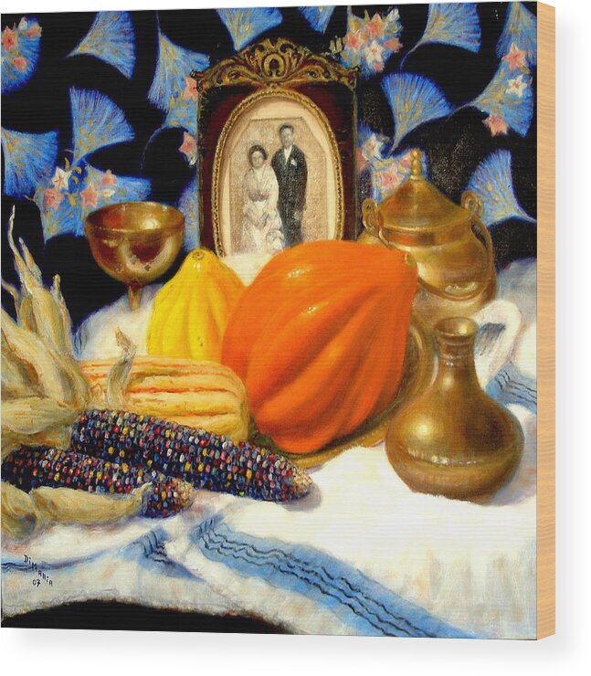 Realism Wood Print featuring the painting Thanksgiving of the Past by Donelli DiMaria