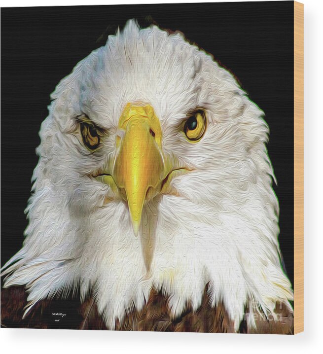 Eagle Wood Print featuring the digital art The American Bald Eagle - USA Pride by DB Hayes