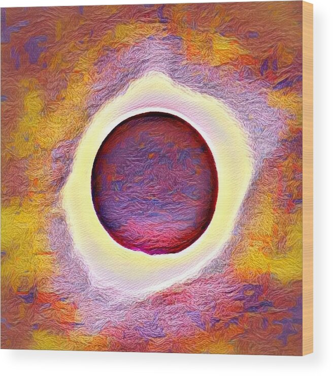 Graphic Wood Print featuring the digital art The aura of the eclipse by Michael Oceanofwisdom Bidwell