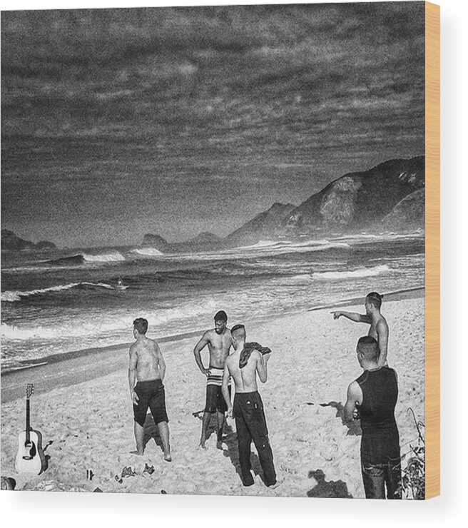 Sky Wood Print featuring the photograph The Beach Boys

#beach #sea #boys by Rafa Rivas