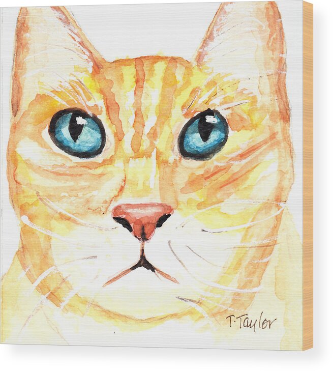 Cat Wood Print featuring the painting The Boss by Terry Taylor