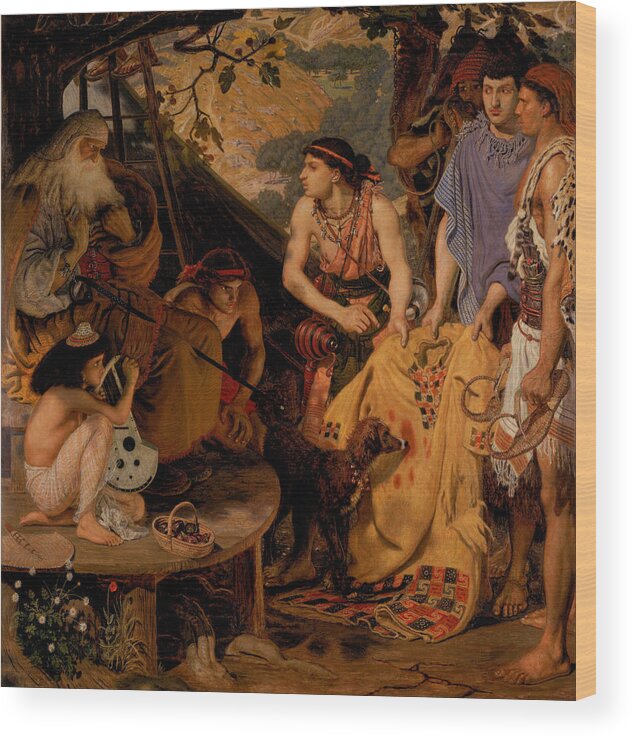 Ford Madox Brown (calais 1821-1893 London) Wood Print featuring the painting The Coat of Many Colours by Madox Brown