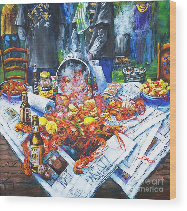 New Orleans Art Wood Print featuring the painting The Crawfish Boil by Dianne Parks