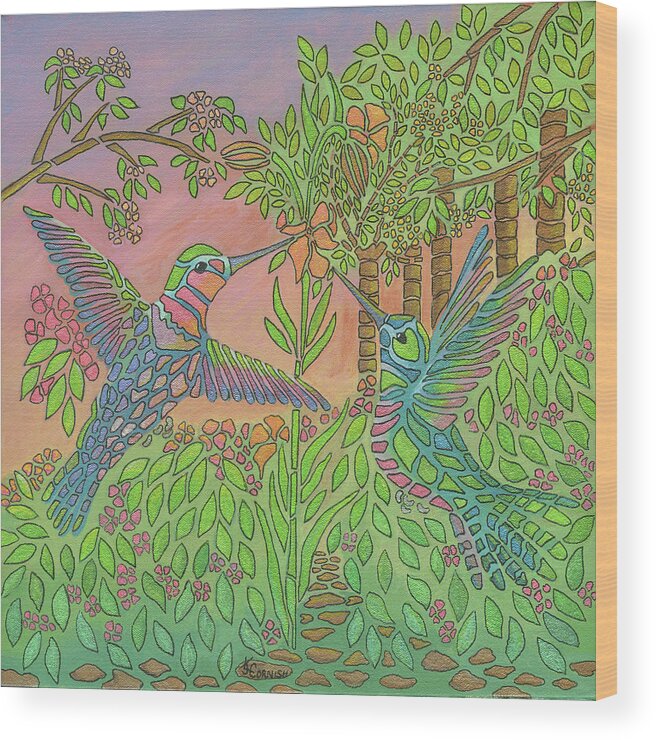 Hummingbird Wood Print featuring the painting The Dance by Janis Cornish