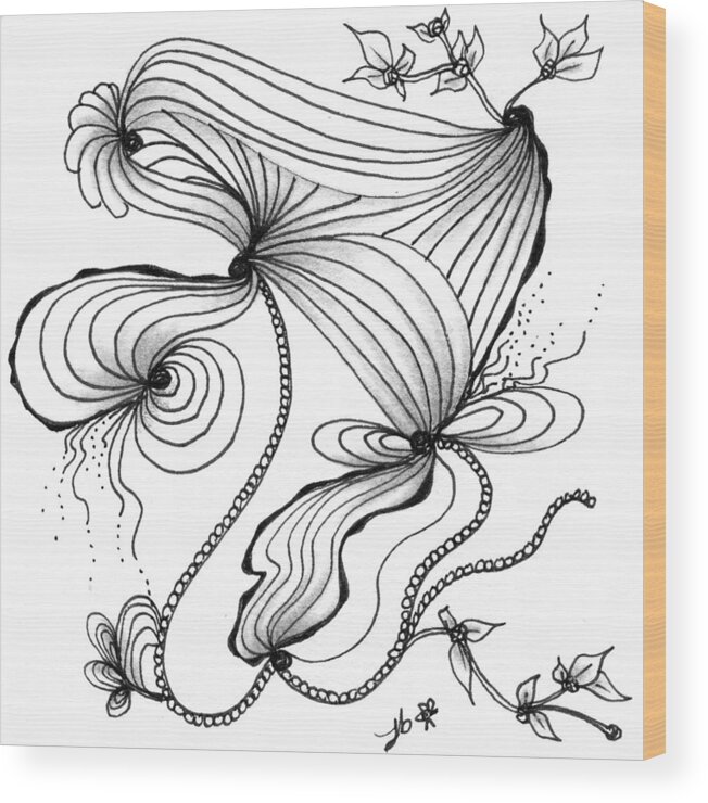Zentangle Wood Print featuring the drawing The Dance by Jan Steinle