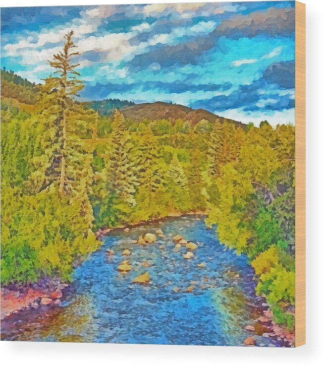 Colorado Wood Print featuring the digital art The Eagle River in Early Fall by Digital Photographic Arts