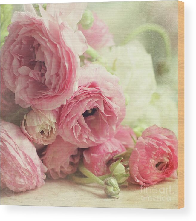 Ranunculus Wood Print featuring the photograph The First Bouquet by Sylvia Cook