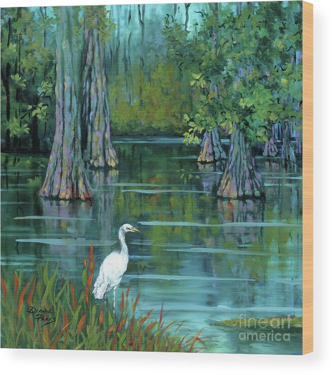 Louisiana Bayou Wood Print featuring the painting The Fisherman by Dianne Parks
