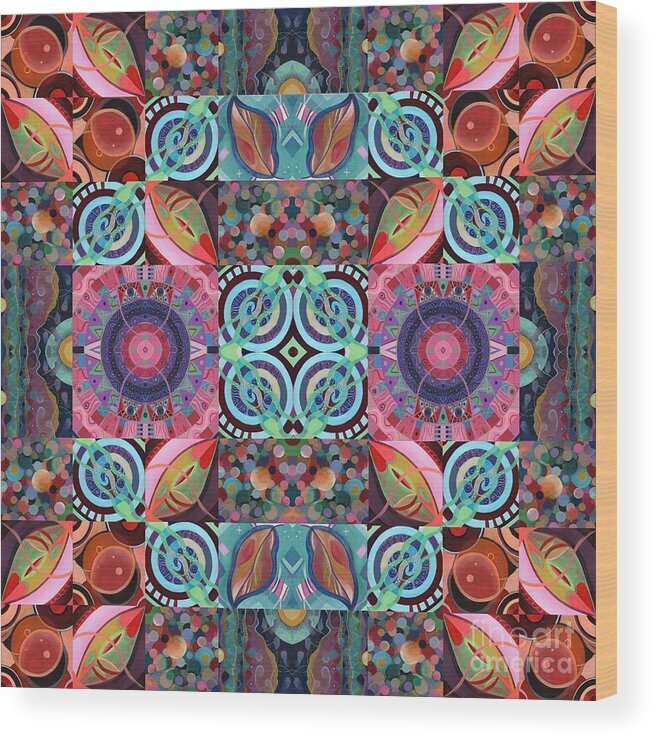 Abstract Art Wood Print featuring the painting The Joy of Design Mandala Series Puzzle 7 Arrangement 1 by Helena Tiainen
