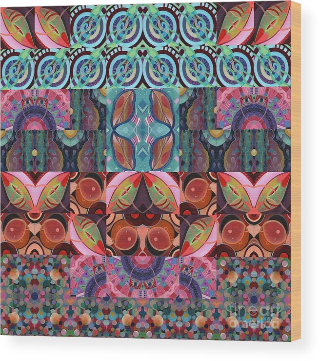 The Joy Of Design Mandala Series Puzzle 7 Arrangement 3 By Helena Tiainen Wood Print featuring the mixed media The Joy of Design Mandala Series Puzzle 7 Arrangement 3 by Helena Tiainen