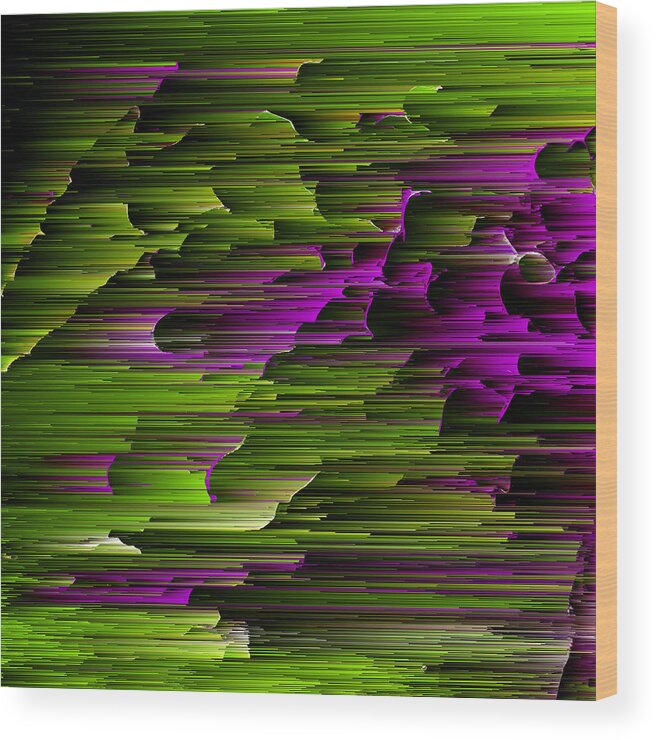 Glitch Wood Print featuring the digital art The Last Laugh - Pixel Art by Jennifer Walsh