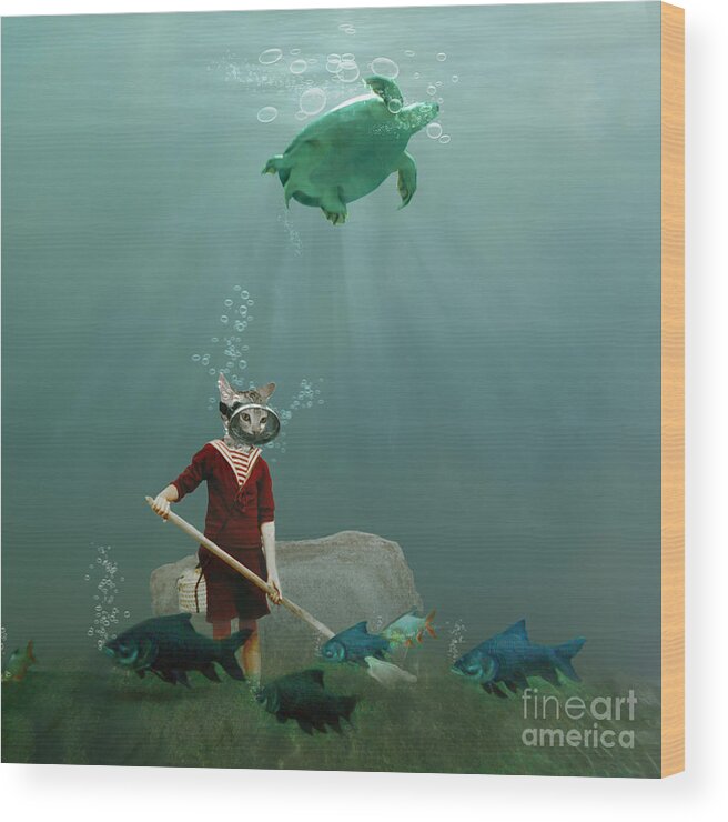 Underwater Wood Print featuring the photograph The little gardener by Martine Roch