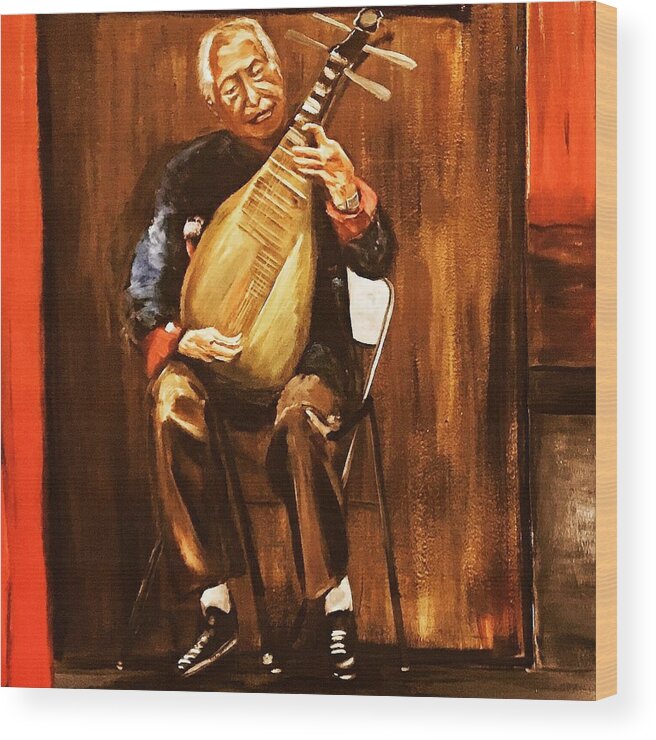 Musician Wood Print featuring the painting The Musician by Belinda Low