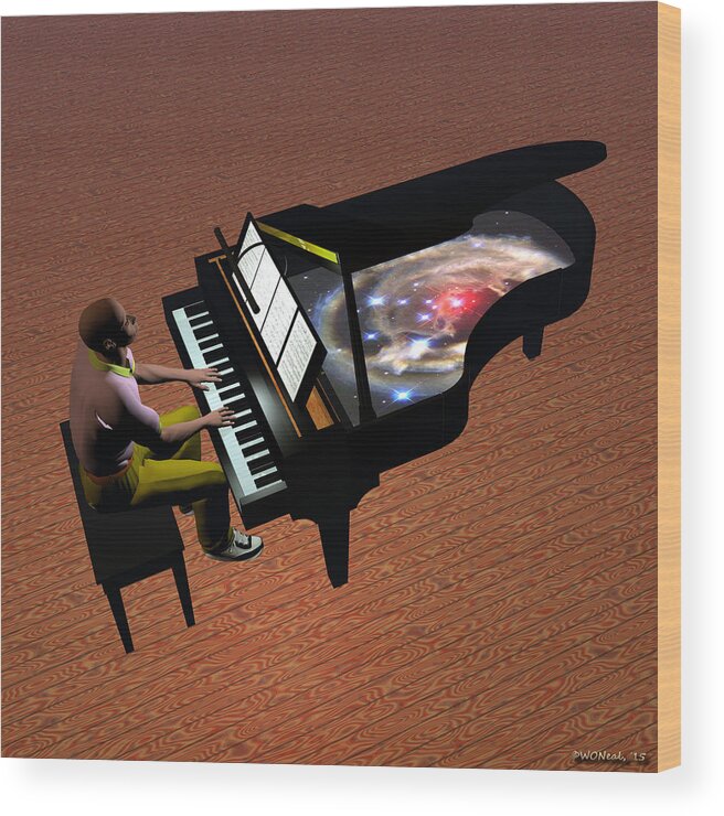 Portraits Wood Print featuring the digital art The Pianist by Walter Neal