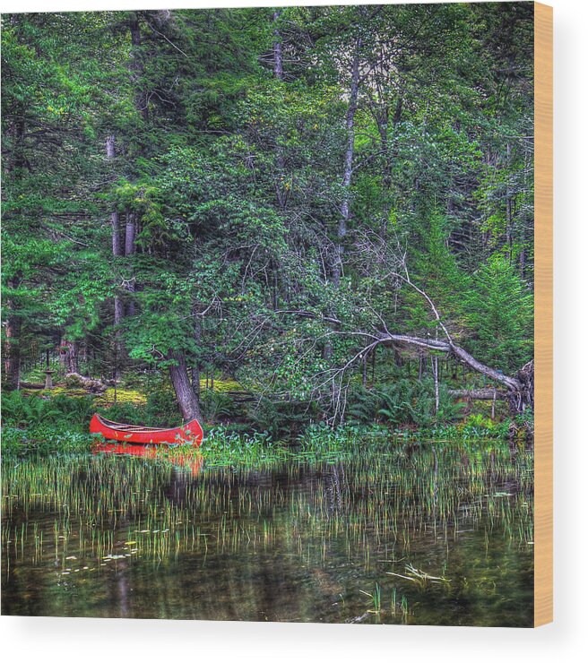 The Red Canoe Wood Print featuring the photograph The Red Canoe by David Patterson