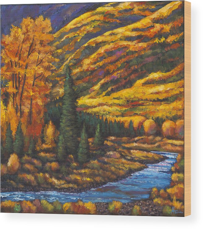 Landscape Wood Print featuring the painting The River Runs by Johnathan Harris