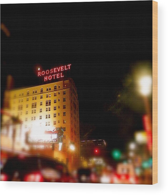 Scenic Photography Wood Print featuring the photograph The Roosevelt Hotel By David Pucciarelli by Iconic Images Art Gallery David Pucciarelli