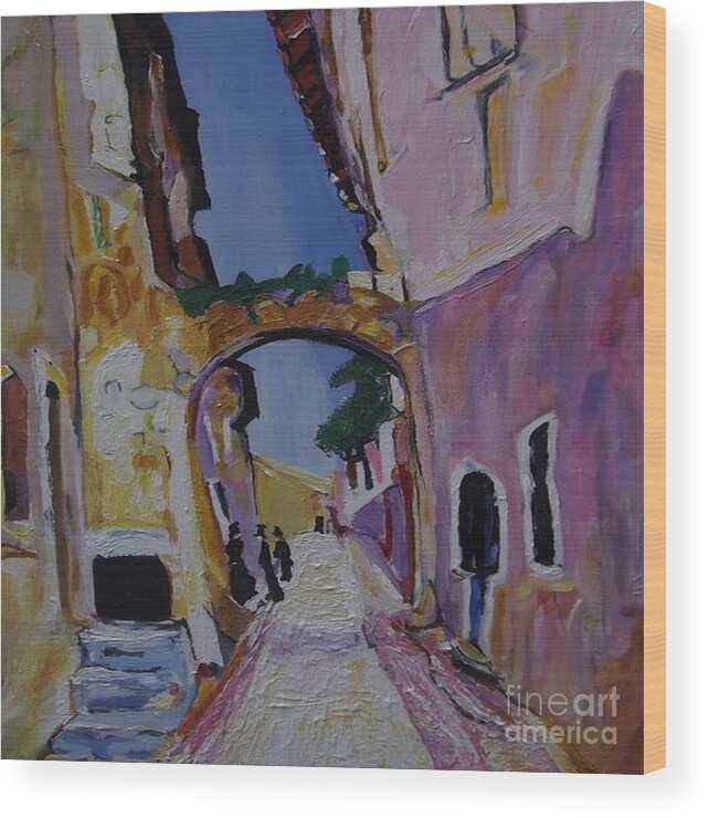 Acrylic Painting Wood Print featuring the painting The Village Arch by Denise Morgan