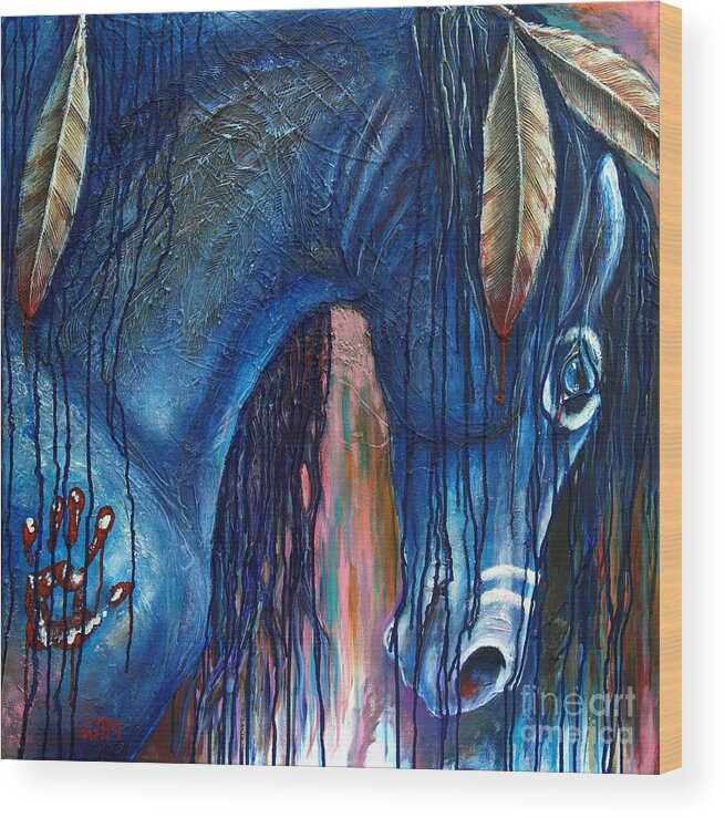 Horse Wood Print featuring the painting The War Within by Jonelle T McCoy