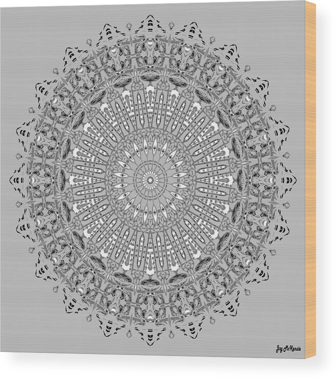Digital Wood Print featuring the digital art The White Mandala No. 4 by Joy McKenzie