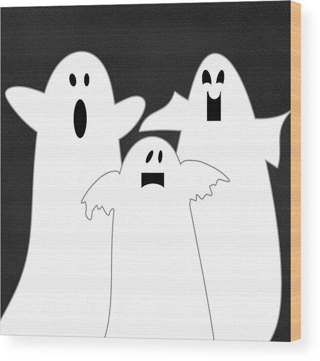 Ghosts Wood Print featuring the mixed media Three Ghosts by Linda Woods