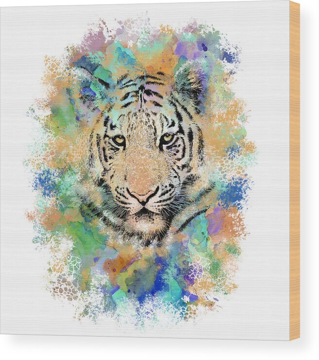 Tiger Wood Print featuring the digital art Tiger 3 by Lucie Dumas