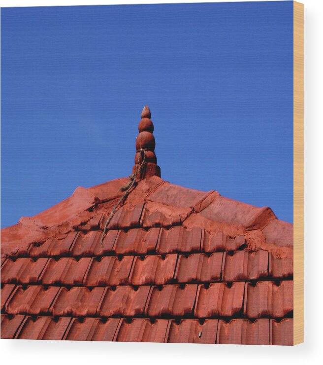India Wood Print featuring the photograph Tiled roof near Ooty, India by Misentropy