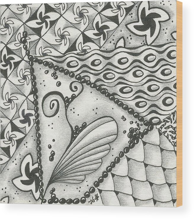 Zentangle Wood Print featuring the drawing Time Marches On by Jan Steinle