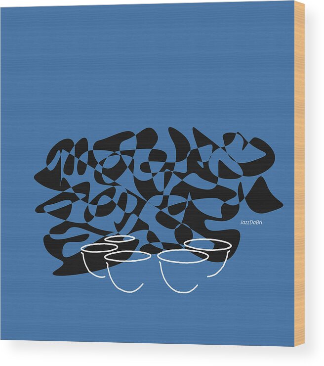 Jazzdabri Wood Print featuring the digital art Timpani in Blue by David Bridburg