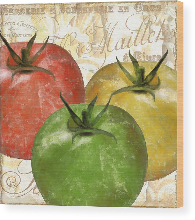 Tomato Wood Print featuring the painting Tomatoes Tomates by Mindy Sommers